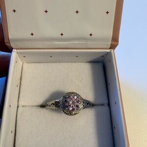 Sterling Silver Filigree Ring with Light Purple Gemstone